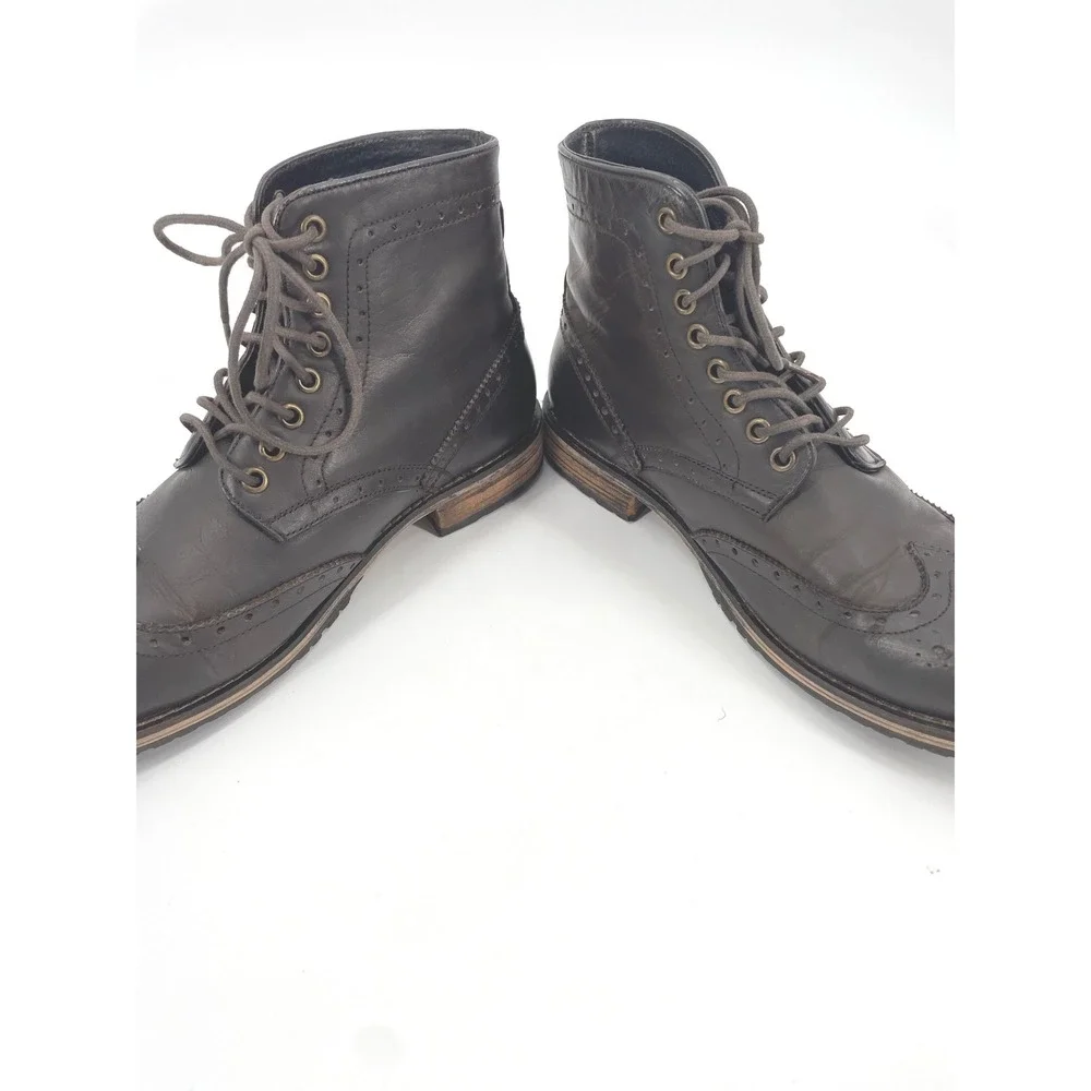 Aldo Wingtip Boots Mens 42 US 9 Brown Leather Brogue Lace Up Classic Academia